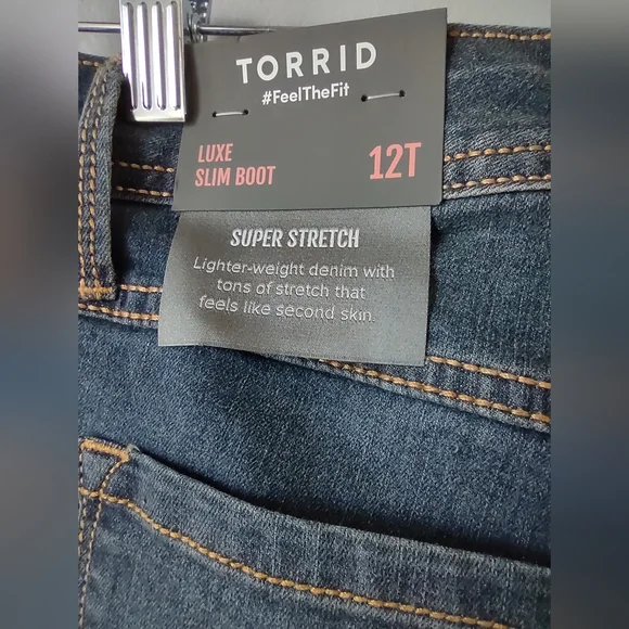 Torrid Luxe Slim Boot cut mid-rise slight flare jeans size 12 Tall rainstorm NWT - Picture 6 of 8
